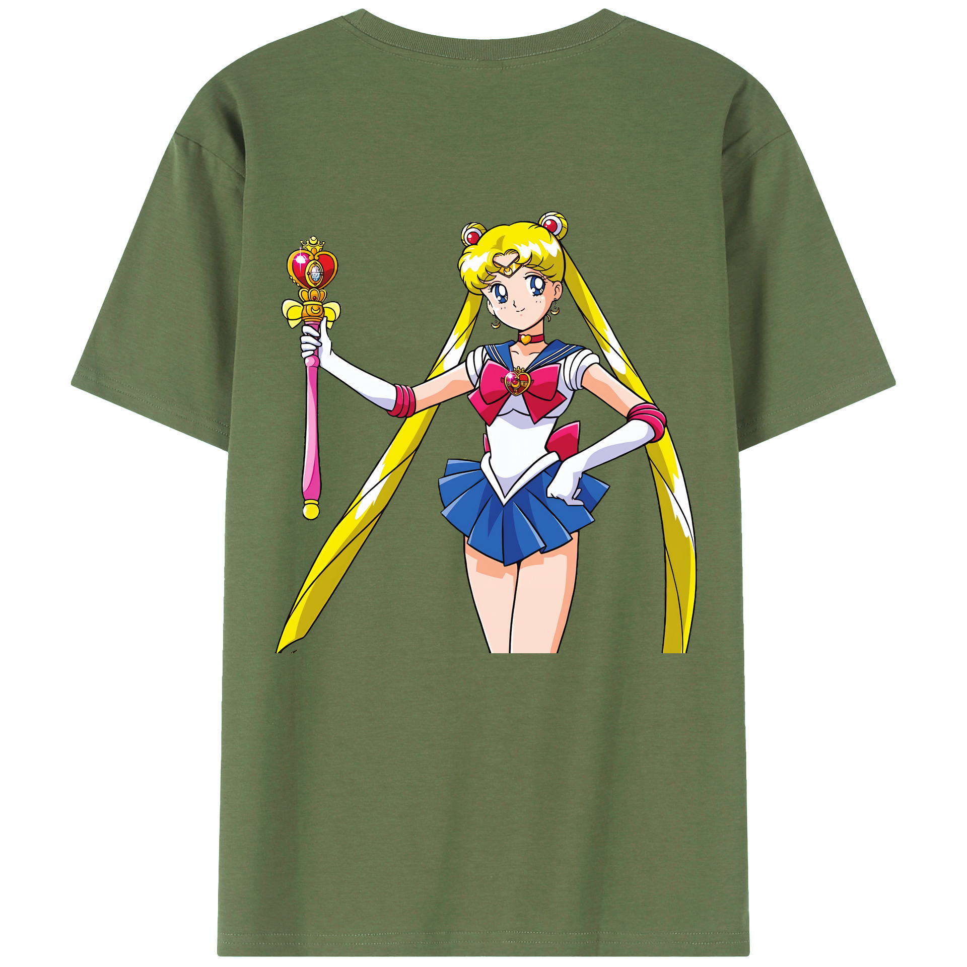 （画像用） 美少女戦士セーラームーン 月野 うさぎ つきの うさぎ Sailor Moon Tsukino Usagi 綿100％ メンズ半袖Tシャツ（バックプリント） 通気性